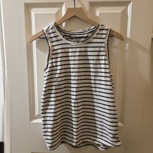 Striped Sleeveless Crewneck Tank Top - Navy/White